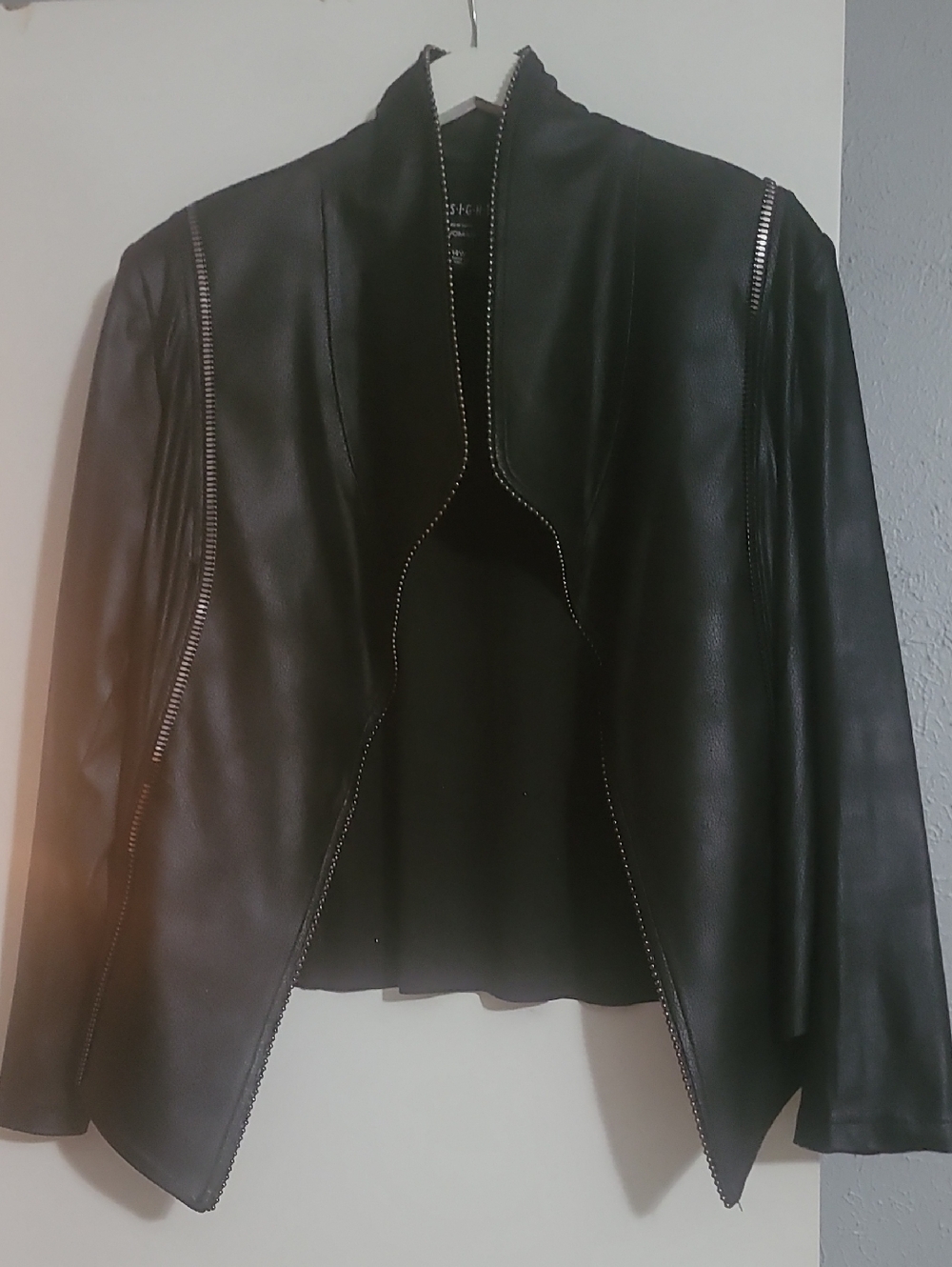 Insight Women's Black Faux Leather Zip-Trim Jacket
